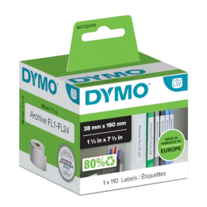 DYMO Dar Klasörlere Uyumlu Sırt Etiketi 190x38mm (99018)