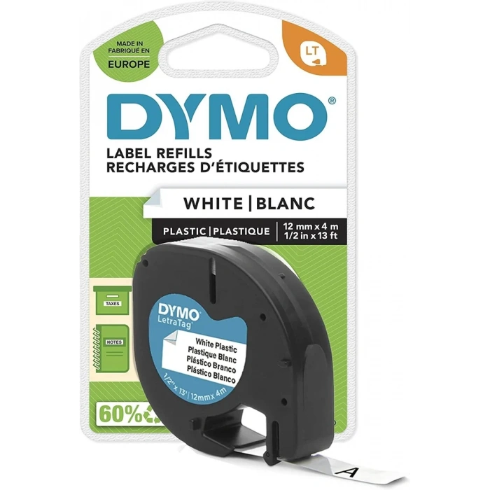 DYMO LetraTag Plastik Beyaz Şerit 59422 (12mm x 4 metre)