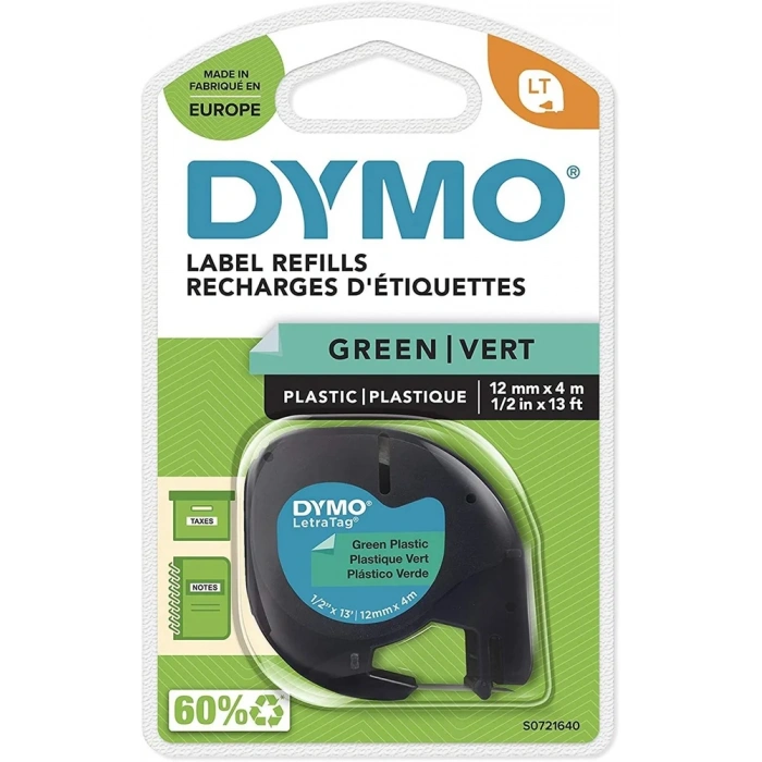 DYMO LetraTag Plastik Etiket Şerit Yeşil 59425 (12mm x 4 metre)