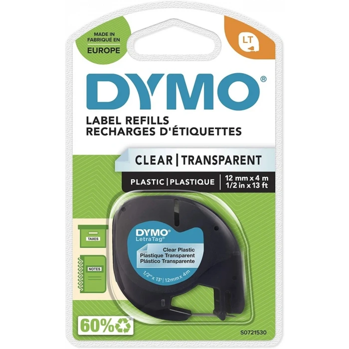 DYMO LetraTag Şeffaf Plastik Şerit 12268 (12mm x 4 metre)