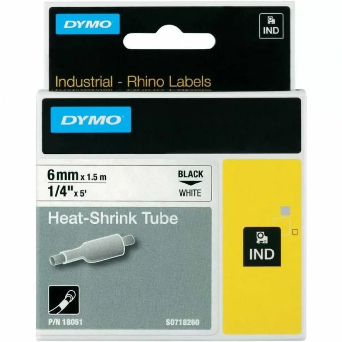 Dymo Rhinopro 18051 Beyaz/siyah Isıyla Küçülen Şerit 6 Mm X 1,5 Mt