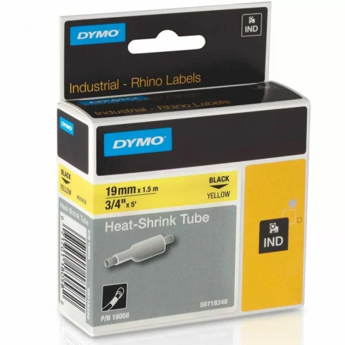 Dymo Rhinopro 18058 Sarı/siyah Isıyla Küçülen Şerit 19 Mm X 1,5 Mt