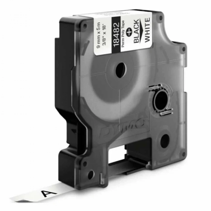 DYMO RhinoPRO 18482 Beyaz/Siyah Sabit Polyester Şerit 9 mm x 5,5 mt