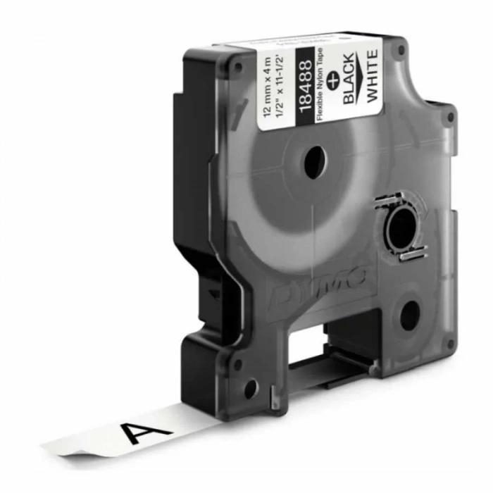 Dymo Rhinopro 18488 Beyaz/siyah Esnek Naylon Şerit 12 Mm X 3,5 Mt