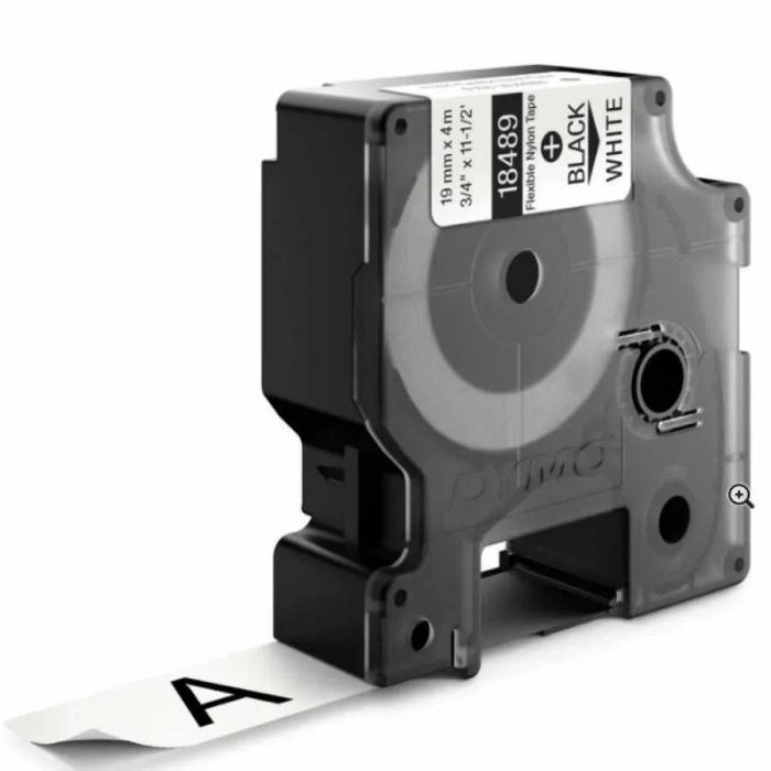 Dymo Rhinopro 18489 Beyaz/siyah Esnek Naylon Şerit 19 Mm X 3,5 Mt