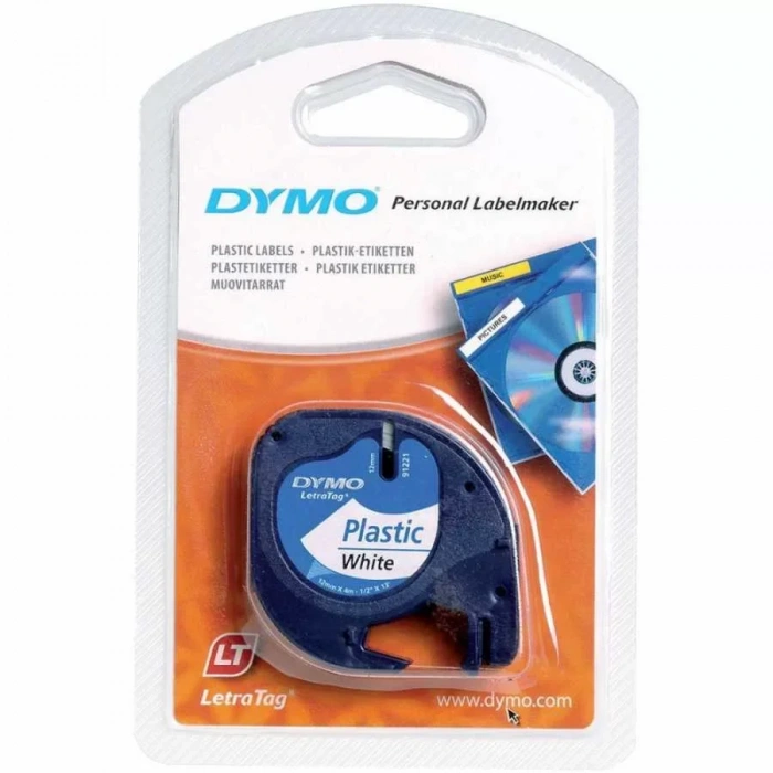 Dymo S0721660 Beyaz Letratag Plastik Şerit (12mm X 4mt)
