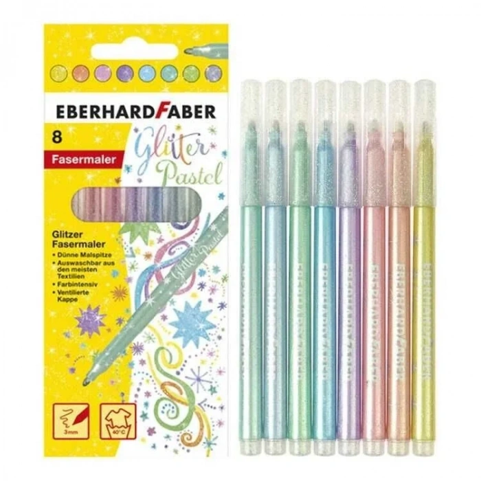 Eberhard Faber Glitter Pastel Simli Keçeli Kalem 8 Renk