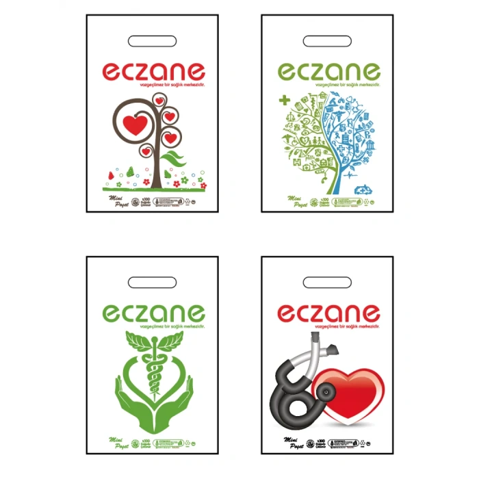 Eczane Baskılı El Geçme Blok Poşet 0 No 20x30 cm ( 100 Adet )