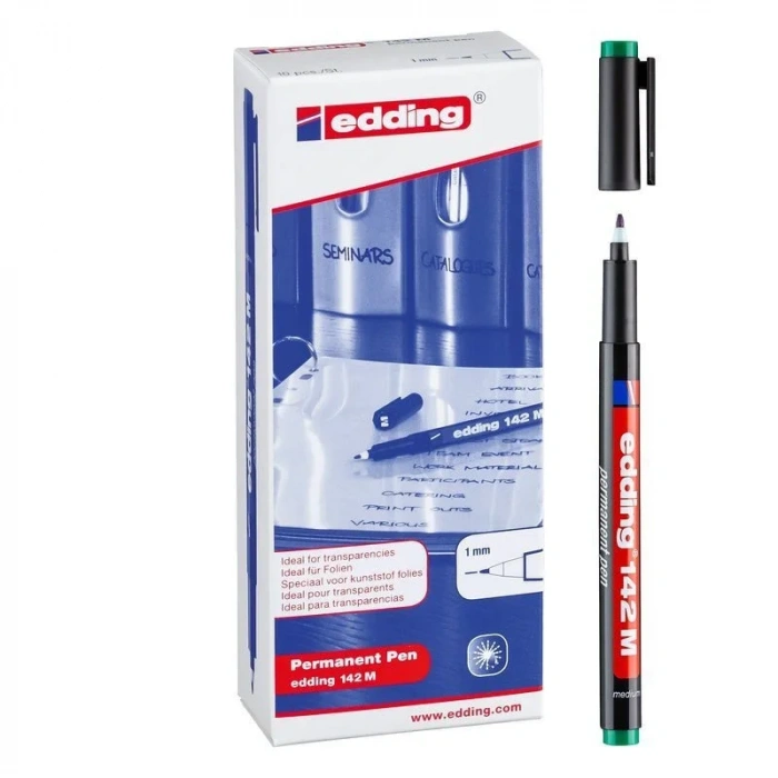 Edding 142 M Çok Amaçlı Permanent Kalem (Asetat Kalemi) YEŞİL 10lu Kutu
