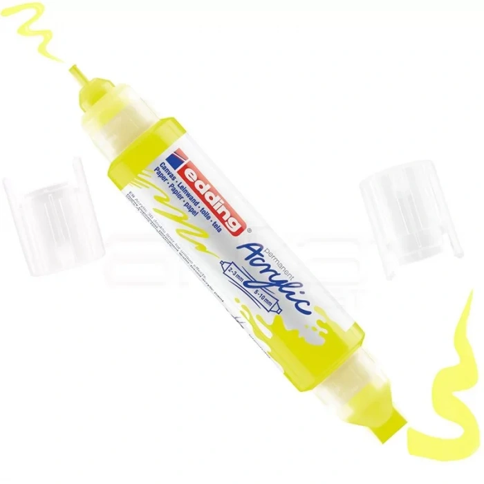 Edding 5400 Akrilik Marker Kalem Çift Uçlu 3D Double Liner 065 Fosforlu Sarı