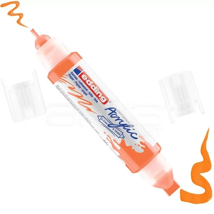 Edding 5400 Akrilik Marker Kalem Çift Uçlu 3d Double Liner 066 Fosforlu Turuncu
