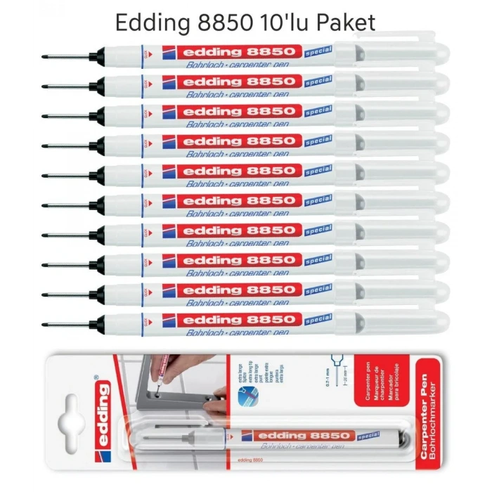 Edding 8850 Montaj İşaretleme ve Marangoz Kalemi 10lu Paket