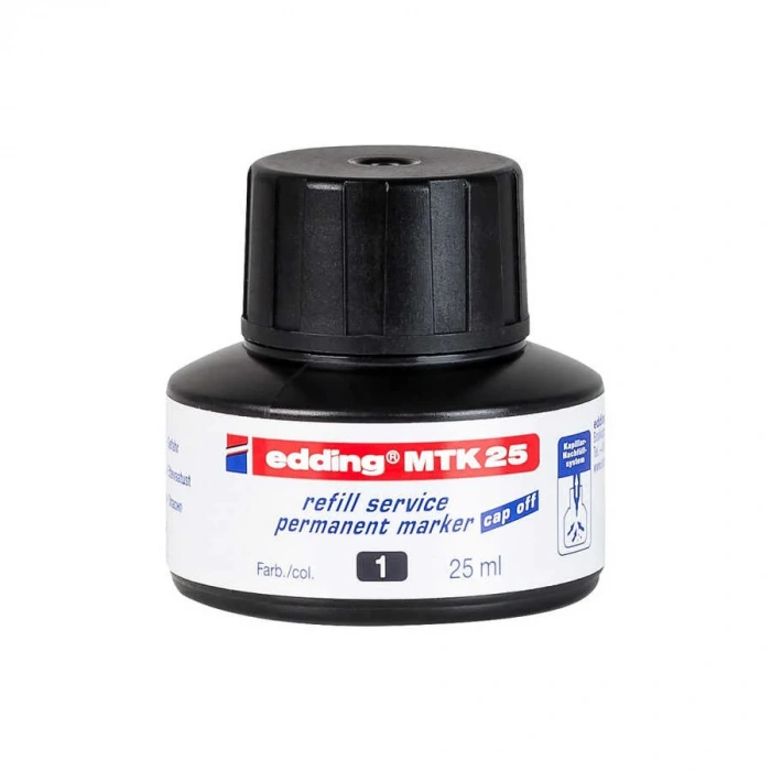Edding MTK 25 Permanent Markör Yedek Mürekkep 25 ml Siyah