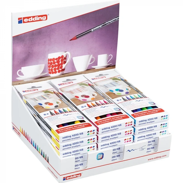 Edding Porselen Kalemi Fırça Uçlu 1-4 MM 18 Lİ Karışık Renk 4200