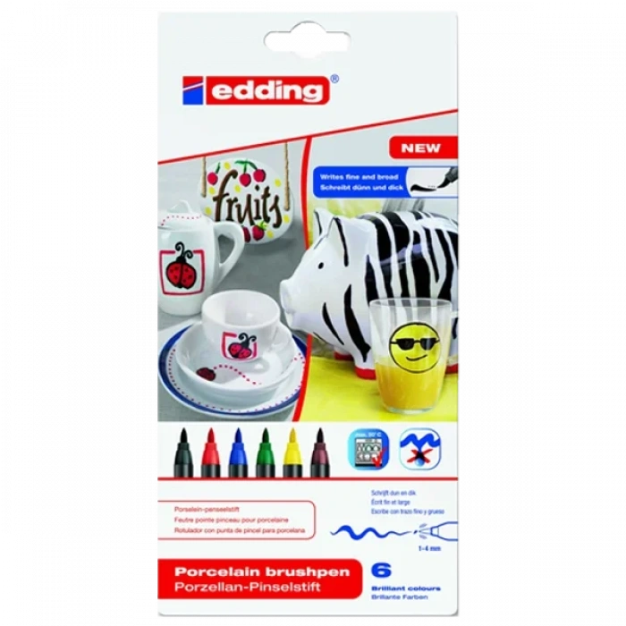 Edding Porselen Kalemi Fırça Uçlu 1-4 MM 6 LI 4200