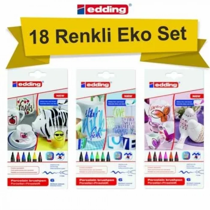 Edding Porselen Kalemleri 18 Renkli Eko Set