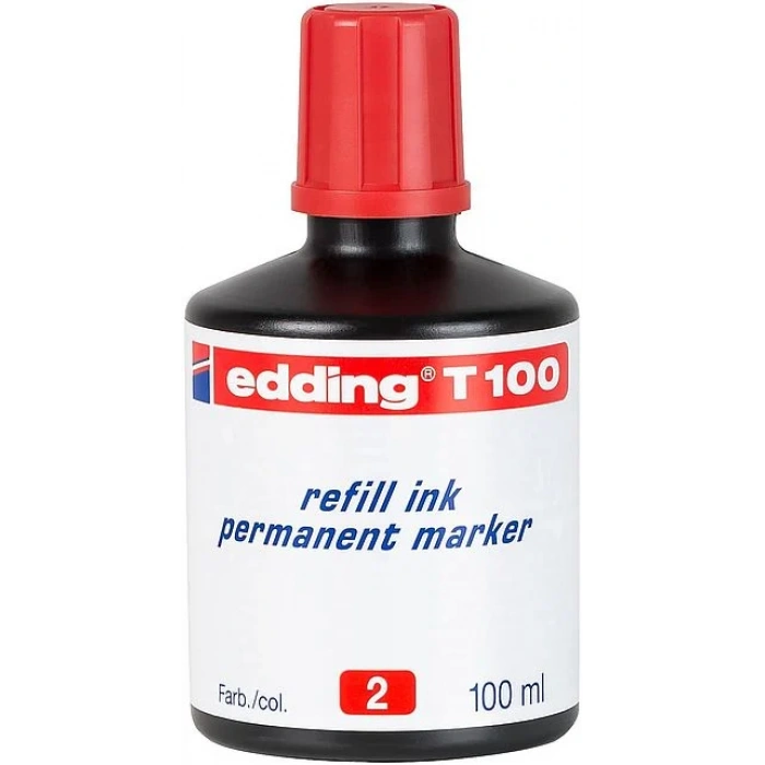 EDDİNG T100 KIRMIZI PERMANENT MÜREKKEP 100ML