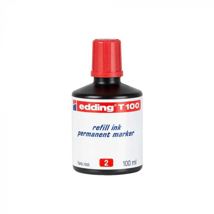 Edding T100 Permanent Markör Yedek Mürekkep 100 ml Kırmızı