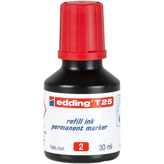 Edding T25 Permanent Marker Mürekkebi 30 ml. KIRMIZI