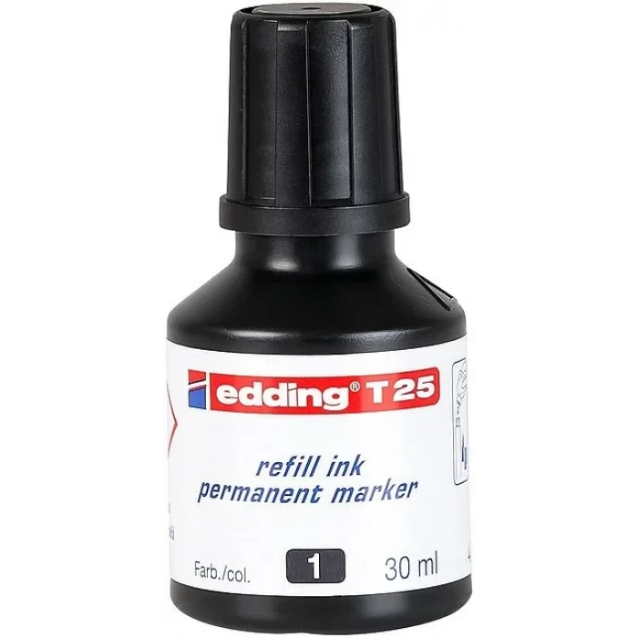 EDDİNG T25 SİYAH PERMANENT MÜREKKEB 25ML