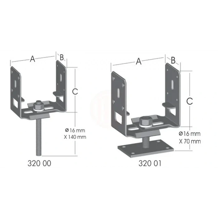 Ermo Ayarlı Tablalı Pergule Ayagı Paslanmaz - E32001