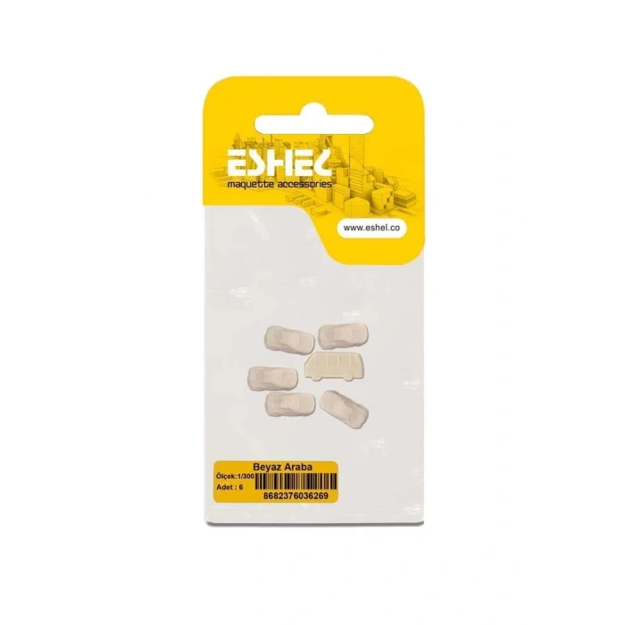 Eshel Maket Beyaz Araba 1/300 6lı