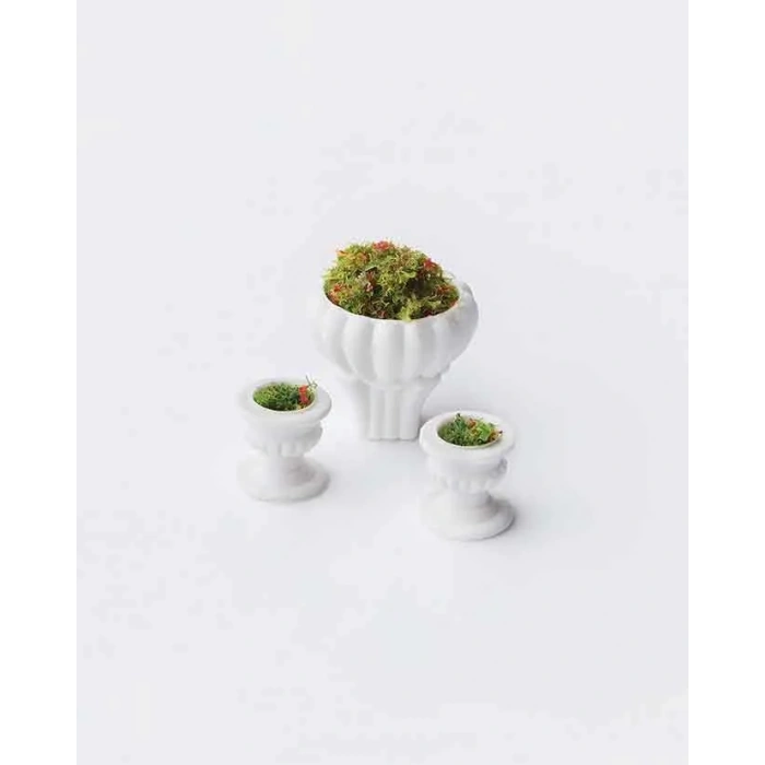 Eshel Maket Çiçekli Toprak Saksı 1/25 2li