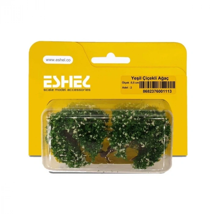 Eshel Maket Yeşil Çiçekli Ağacı 5.5cm 2li