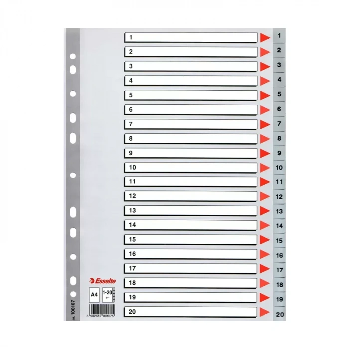 Esselte 100107 Plastik Ayraç A4 1-20 Rakam