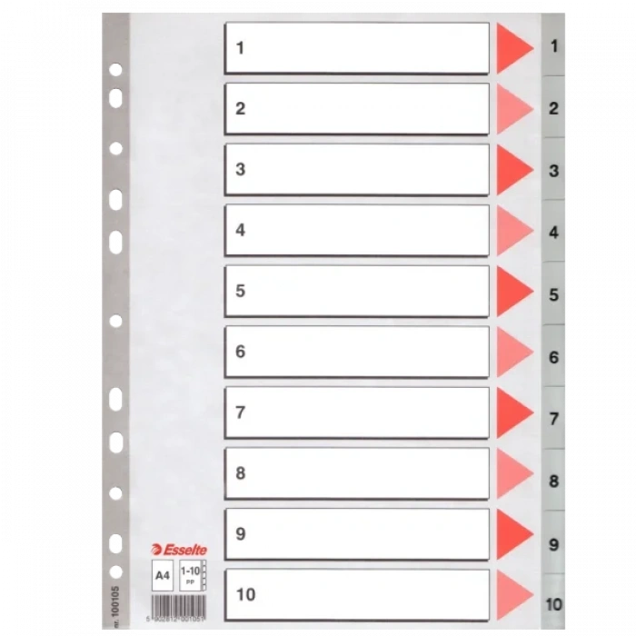 Esselte Seperatör 1-10 Rakamlı Plastik A4 100105