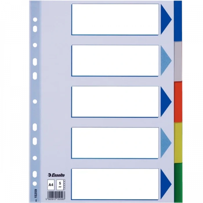 Esselte Seperatör 5 Renkli Plastik A4 15259