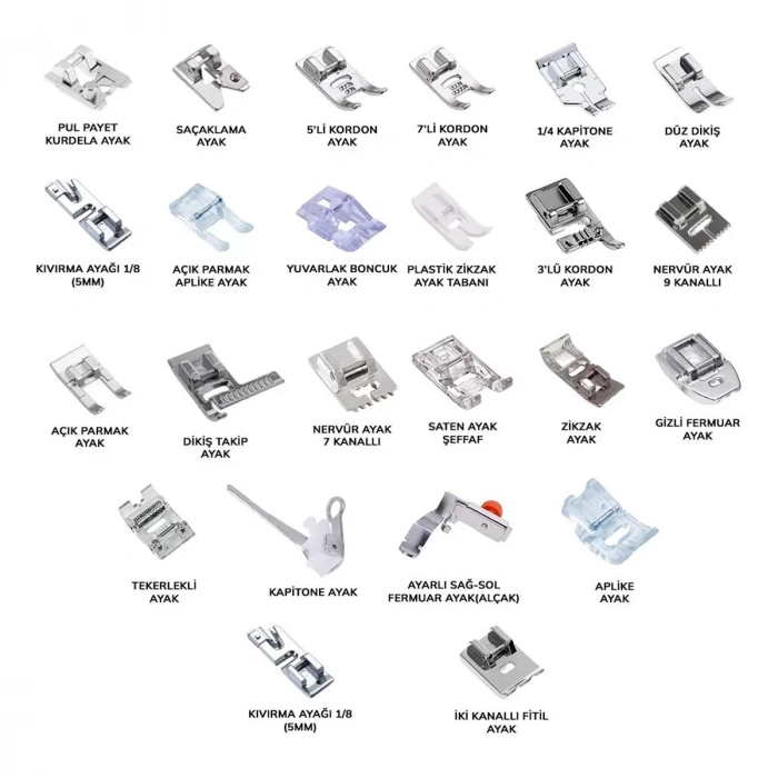 Ev Tipi Dikiş Makinesi 24 Parça Ayak Seti