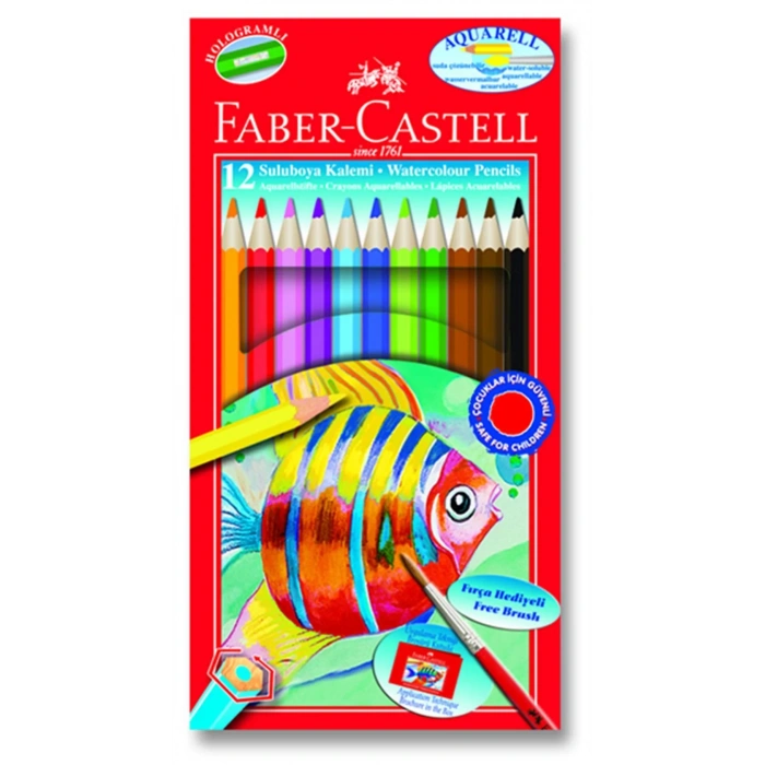 Faber 12 Renk AQuarel Boya Kalem Karton Kt 110622