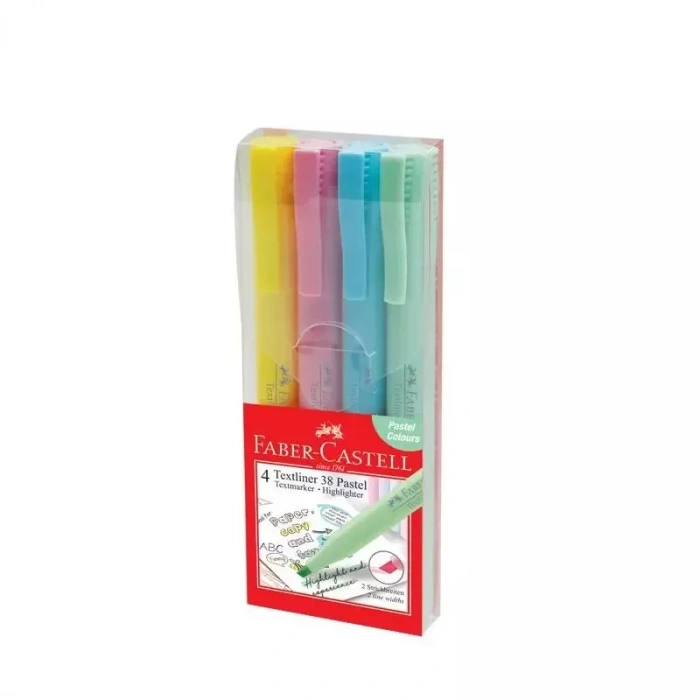 Faber 38 Fosforlu Kalem 4 Lü Pastel Renkler 158216