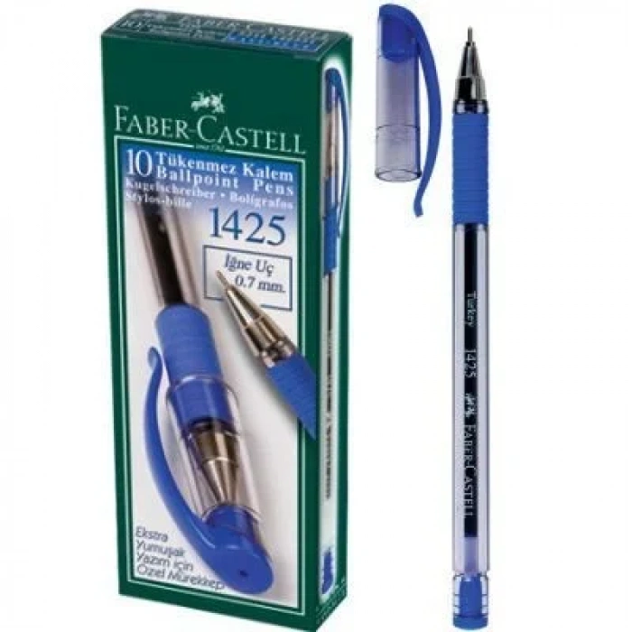 Faber Castell 1425 İğne Uçlu Tükenmez Kalem 10lu Kutu MAVİ