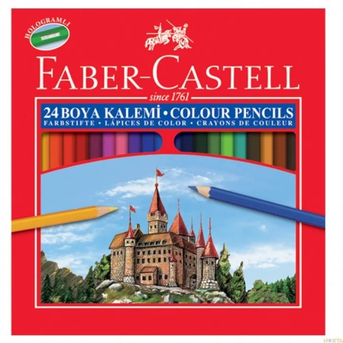 Faber Castell 24 Renk Kuru Boya Kalem Tam Boy