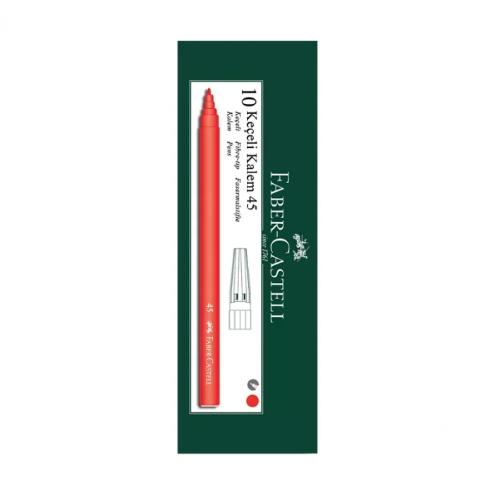 FABER-CASTELL 45 KEÇELİ KALEM KIRMIZI 10LU (155003)