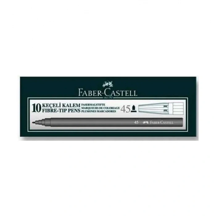Faber Castell 45 Siyah Keçeli Kalem (10 lu Kutu)