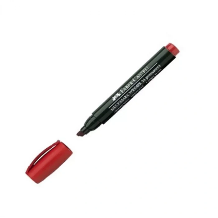 Faber-castell 54 Permanent Markör Koli Kalemi Kesik Uç Kırmızı (152762)
