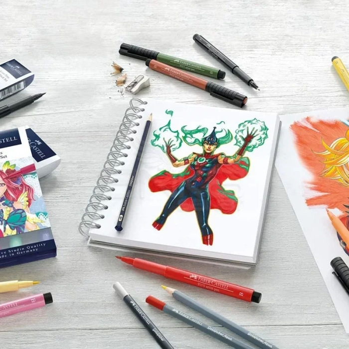 Faber Castell 6 Pitt Artist Pen Manga Superhero Set 267196
