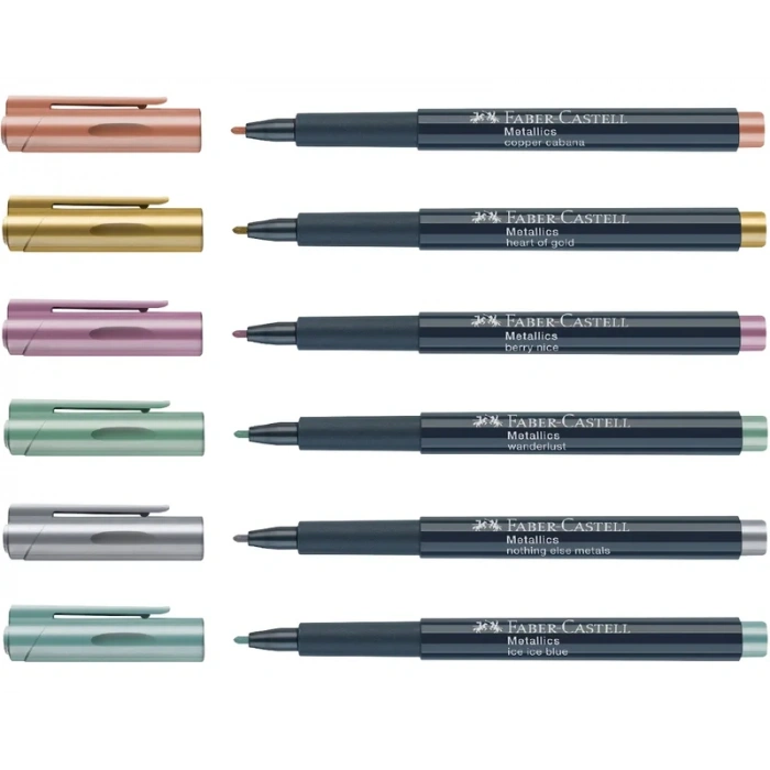 FABER-CASTELL ÇOK AMAÇLI MARKÖR METALİK 6 RENK BLİSTER (160706)
