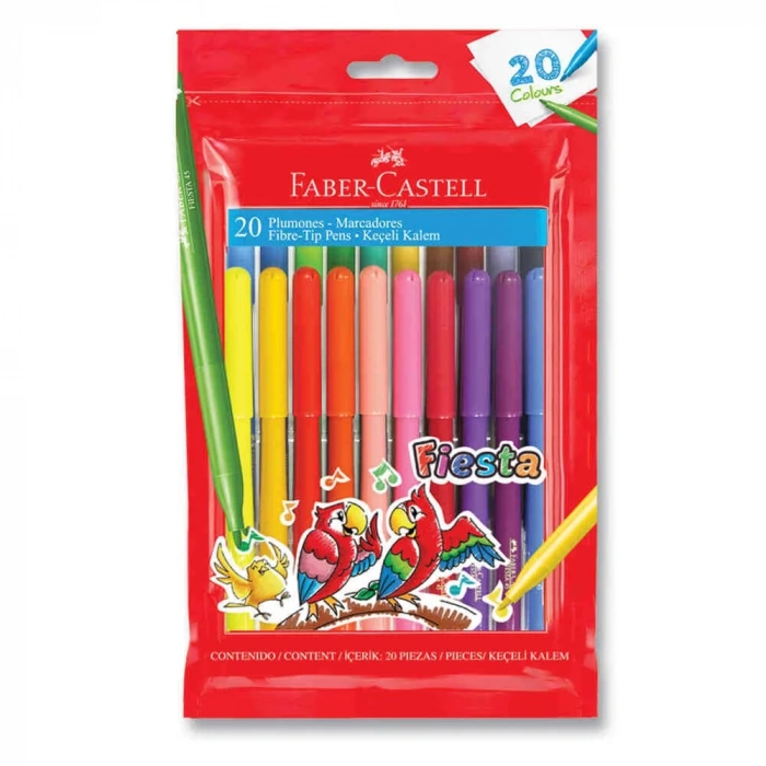 Faber Castell Fiesta Keçeli Boya Kalemi 20li Poşet