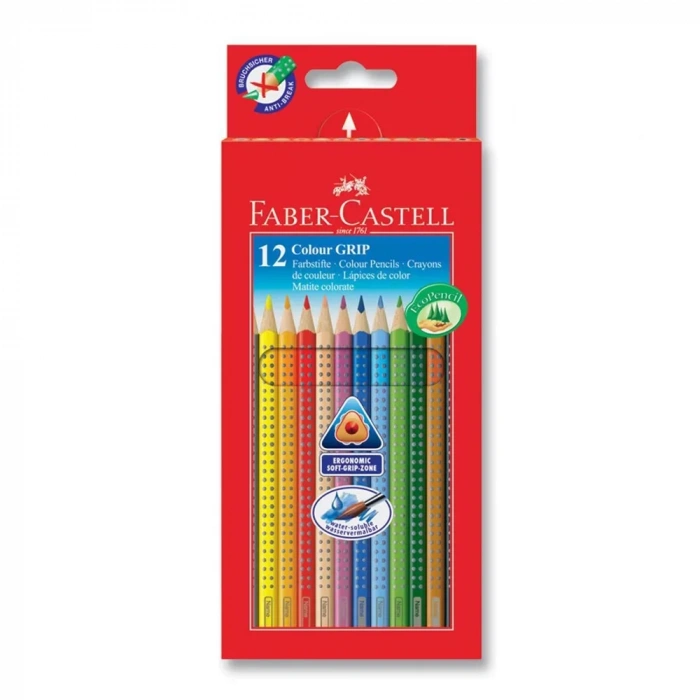 Faber Castell Grip 2001 Kuru Boya Kalemi 12 Renk