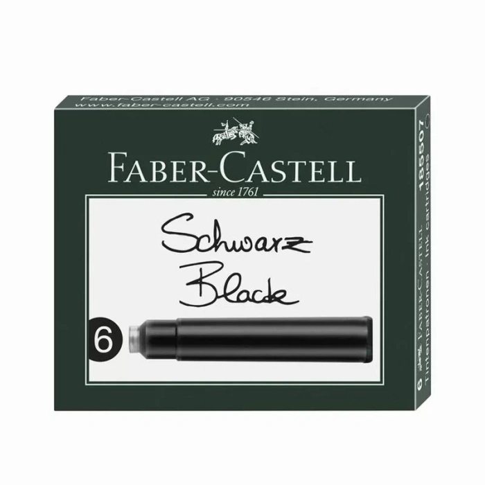 FABER-CASTELL GRİP DOLMA KALEM KARTUŞU SİYAH 6LI (185507)