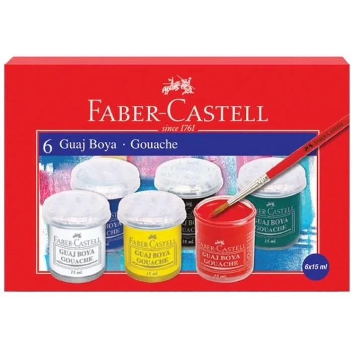 Faber Castell Guaj Boya 6 Renk x 15 ml. Şişe