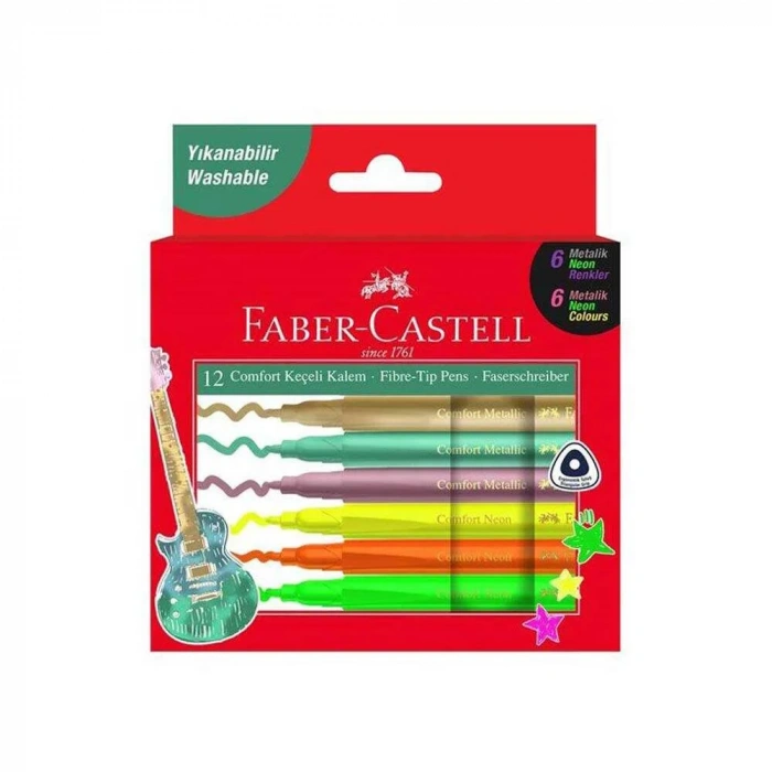 Faber-Castell Keçeli Kalem Comfort Metalik ve Neon 12li