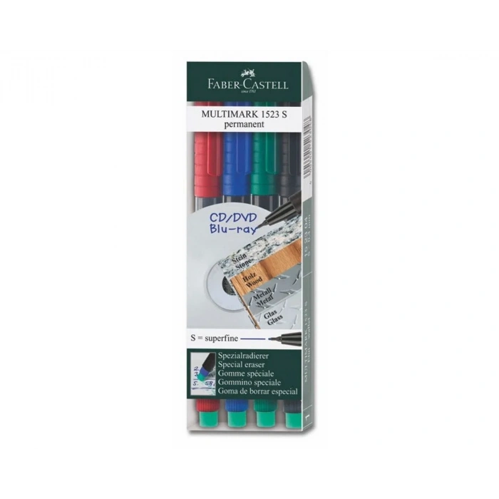 Faber Castell Multimark 1523 Permanent Asetat Kalemi 0.4 mm (S) 4 RENK SET