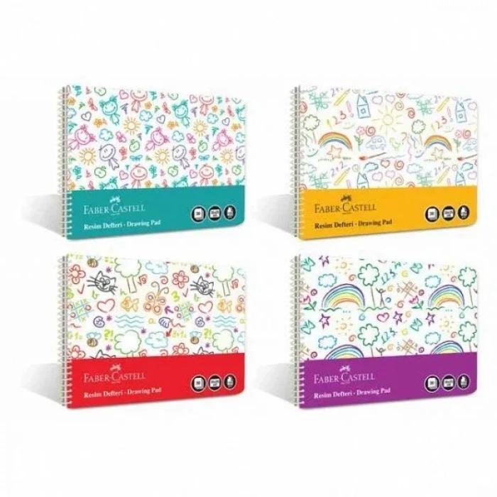 Faber Castell PP Kapak Spiralli Resim Defteri Eğlenceli 35x50cm 120gr 30yp