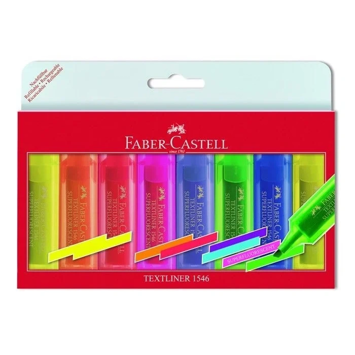 Faber Castell Textliner 1546 Fosforlu İşaretleme Kalemi Seti 8 Renk