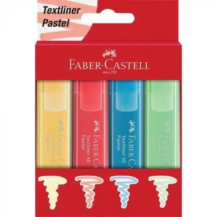 Faber-Castell Textliner 46 Pastel Kalem, 4lü set